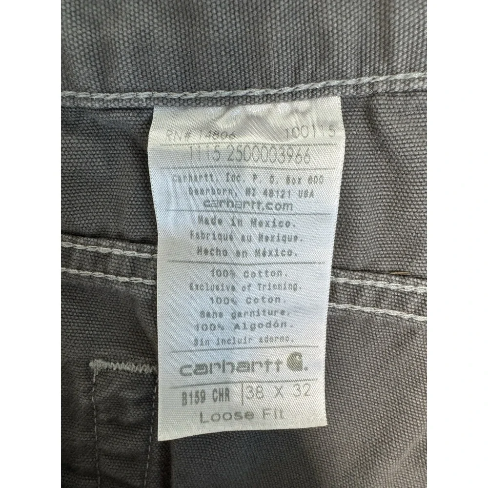 Carhartt Gray Loose Fit 5 Pocket Carpenter Work Pants Men's Size 38x32